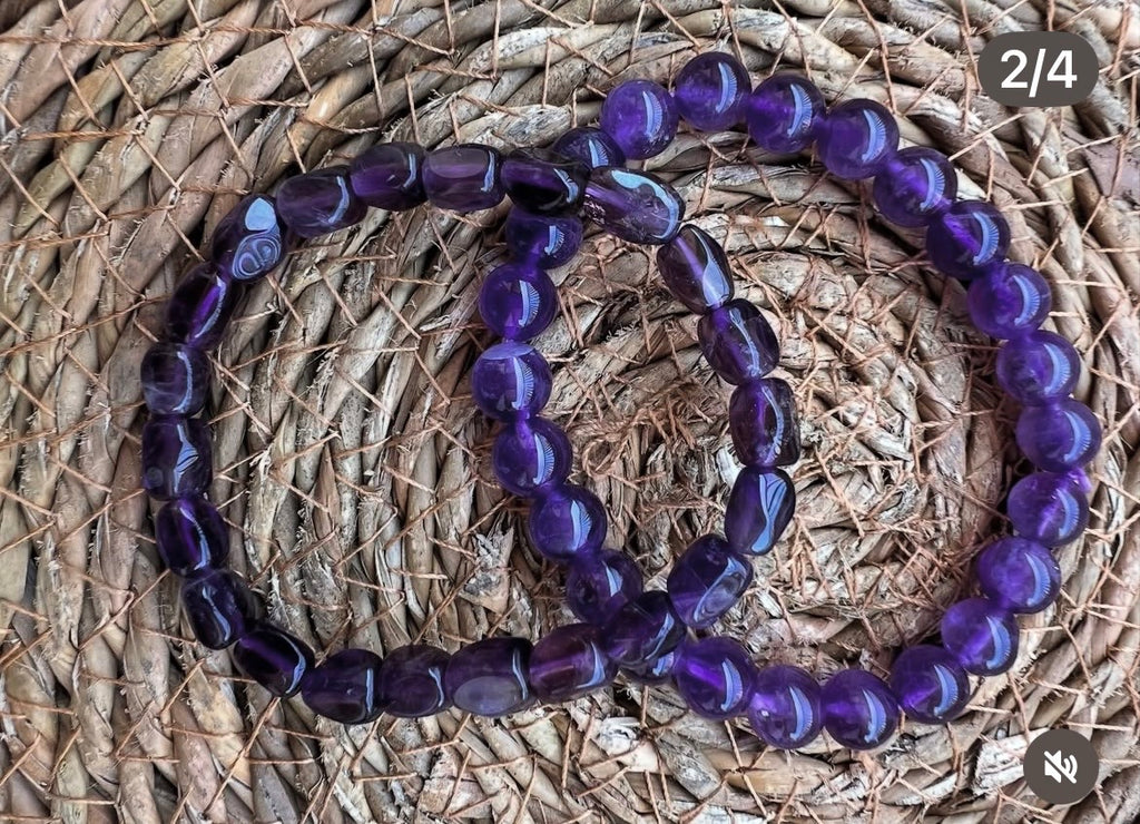 Natural Amethyst Peace, Protection & Intuition Bracelet – Genuine Elastic Bracelet