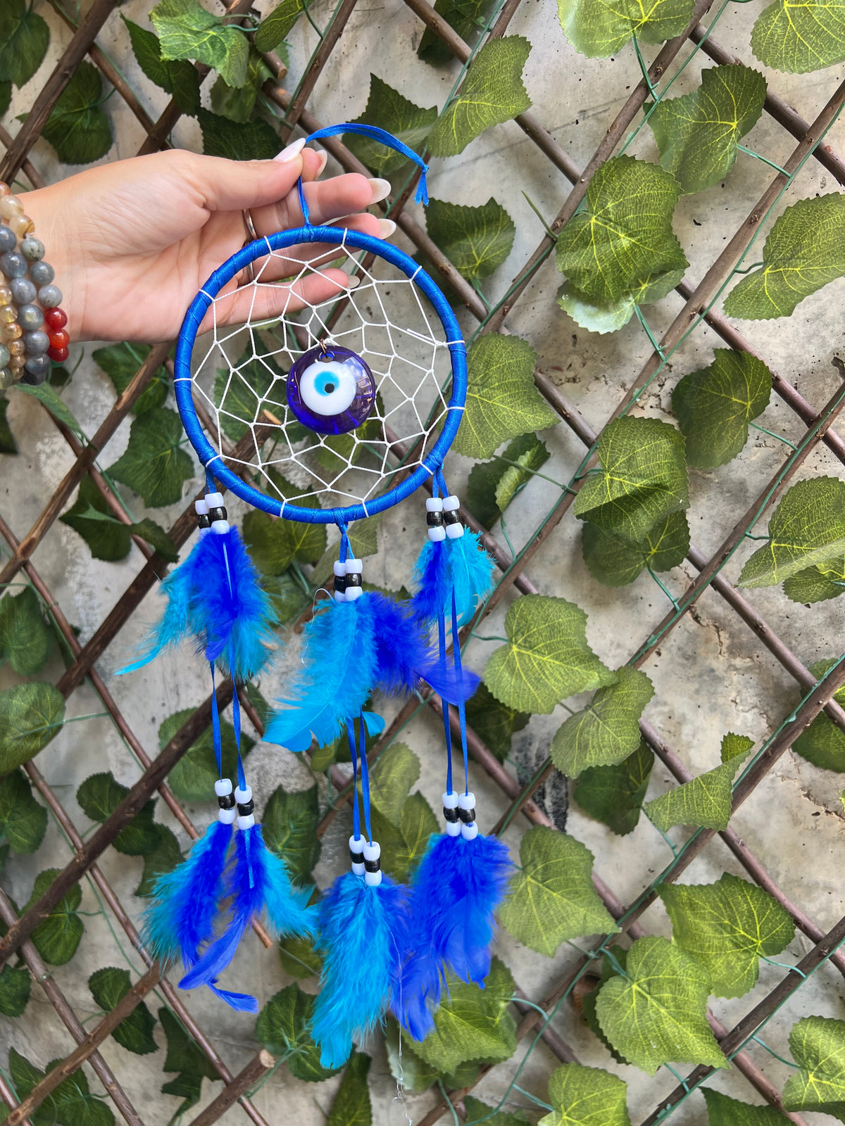 Evil Eye Dream Catcher – Protection, Good Luck & Peace | Blue Feather Design