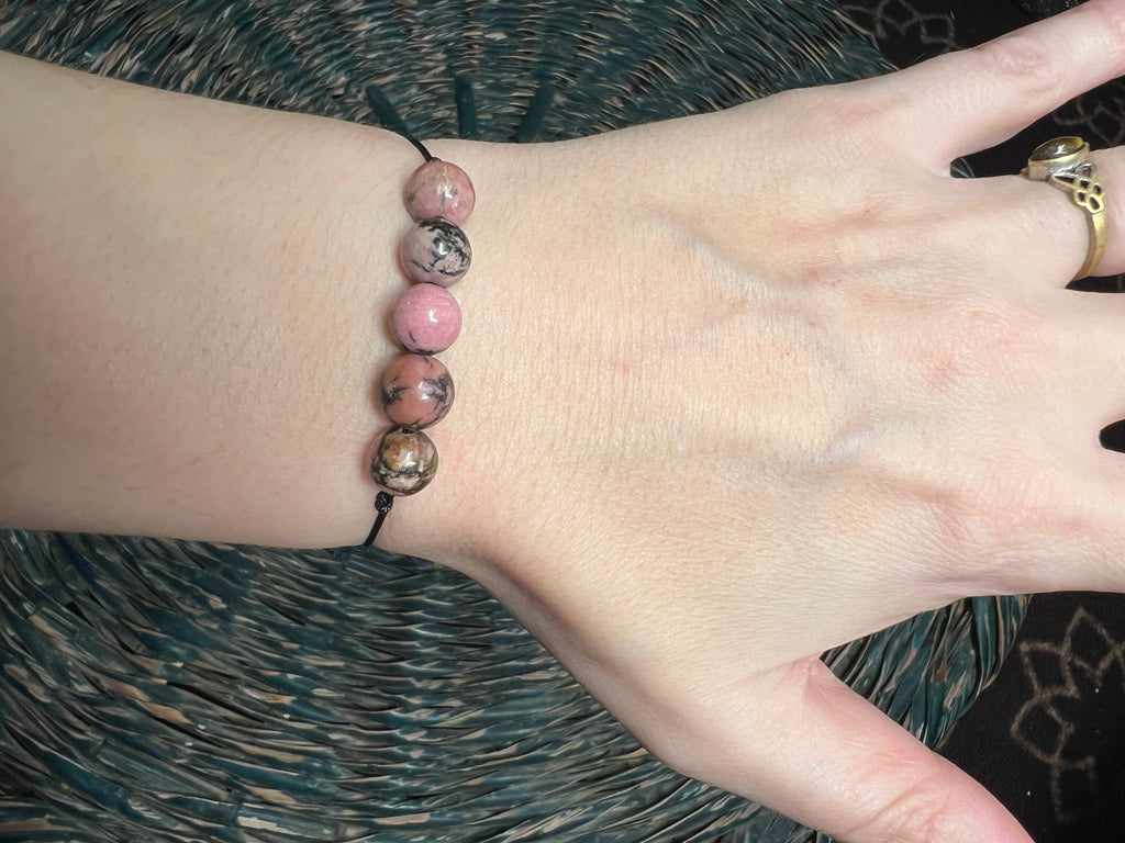 Natural Rhodonite Beaded Bracelet | Emotional Healing, Self-Love & Compassion Crystal Bracelet