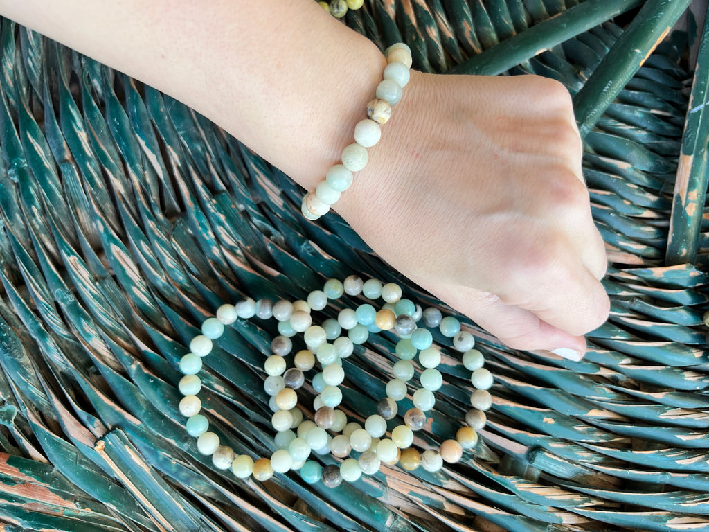 Natural Amazonite 8mm Beaded Bracelet | Communication, Calm & Good Luck Crystal Bracelet