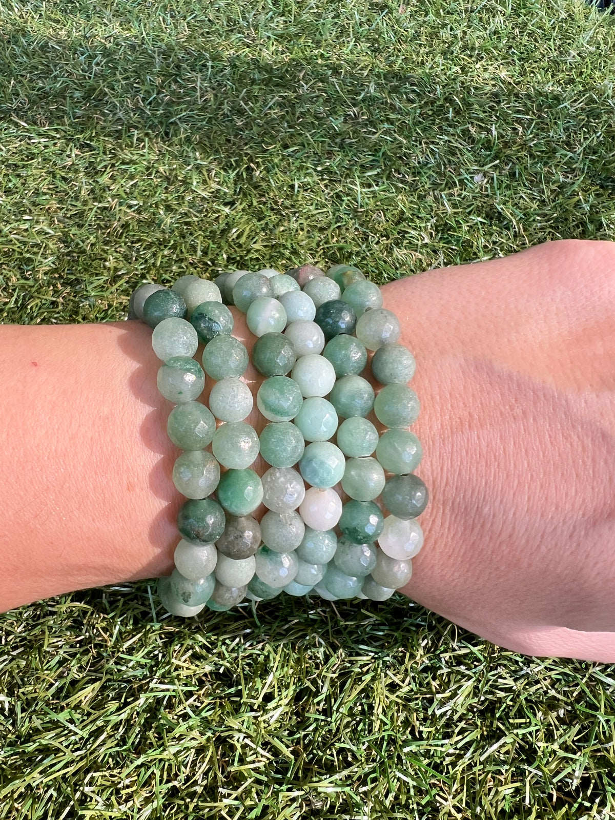 Natural Matte Faceted Green Aventurine Bracelet | 8mm Genuine Gemstone Beads | Prosperity, Luck & Growth