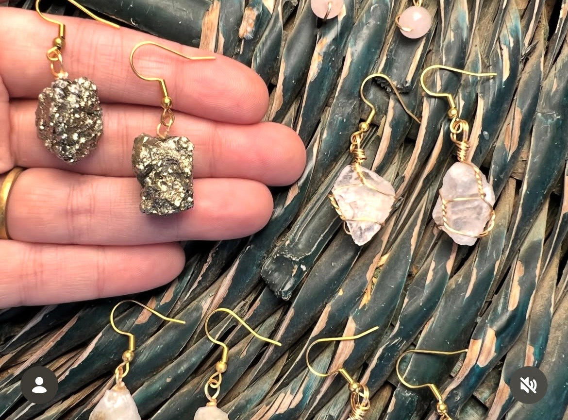 Raw Crystal Drop Earrings Collection