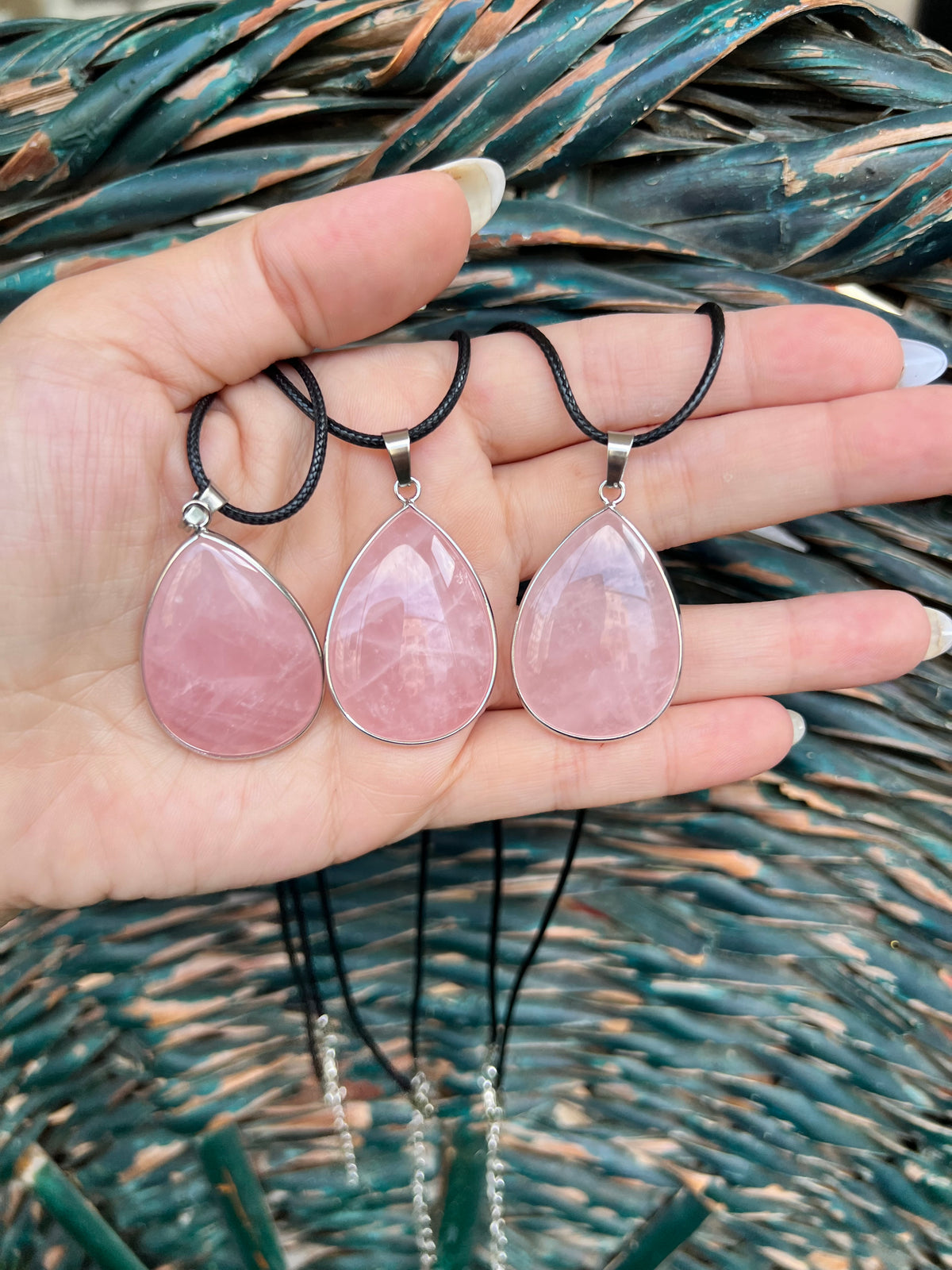 Rose Quartz Silver-Plated Teardrop Necklace – Love, Compassion & Emotional Healing