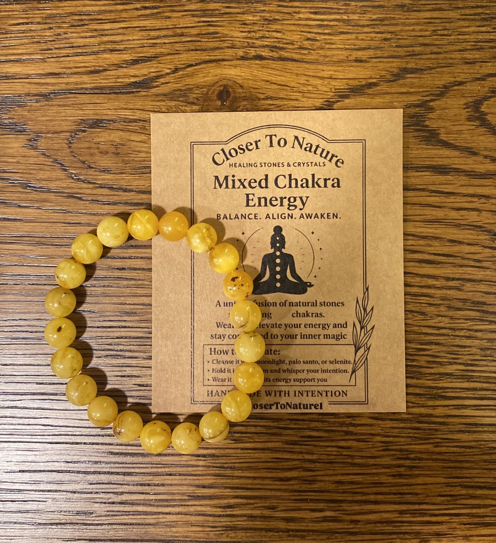 Natural Amber Bracelet – Warmth, Vitality & Positive Energy | 10 mm Round Beads