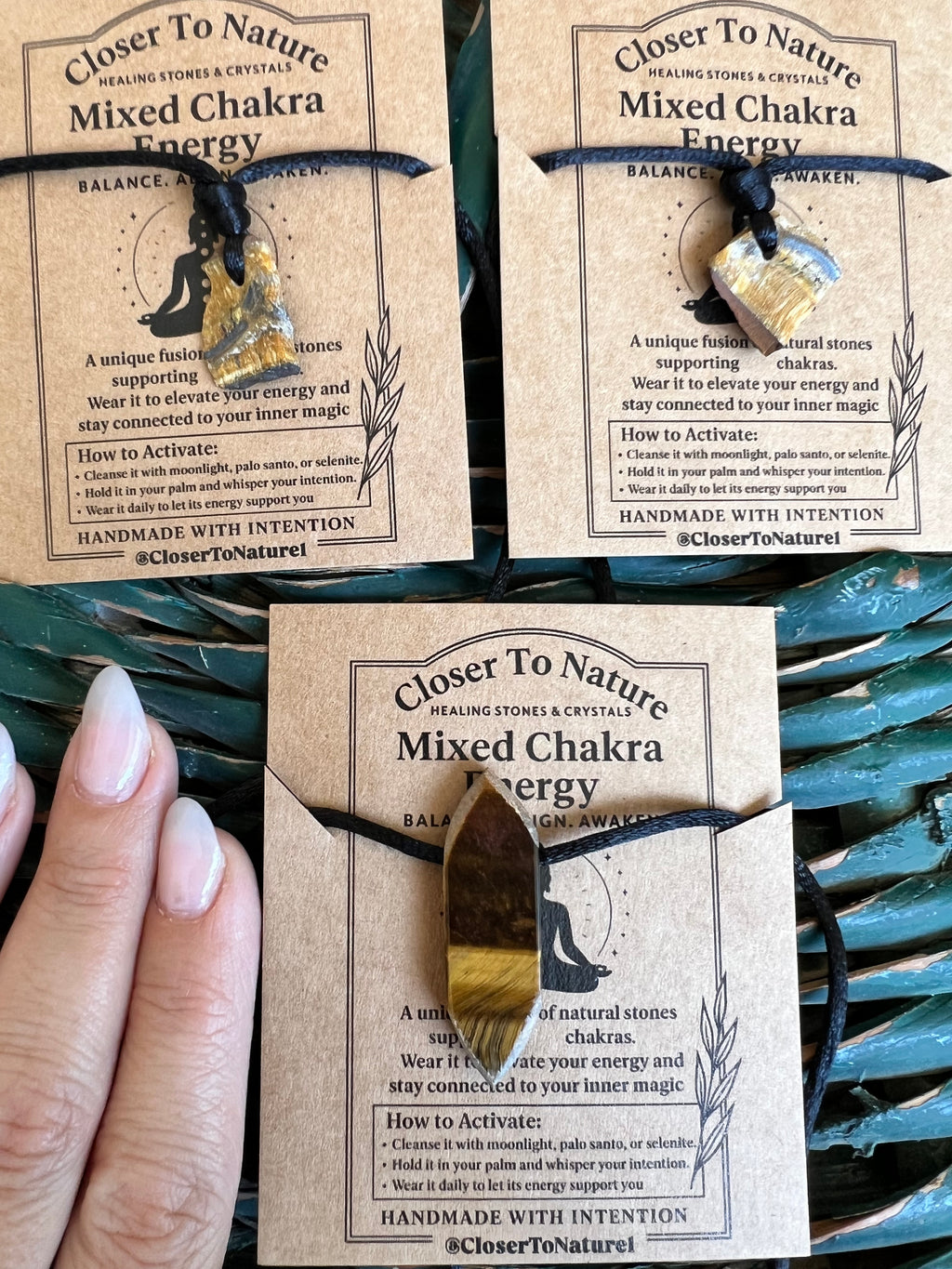 Natural Tiger’s Eye Raw & Polished Pendant Necklace – Adjustable Cord