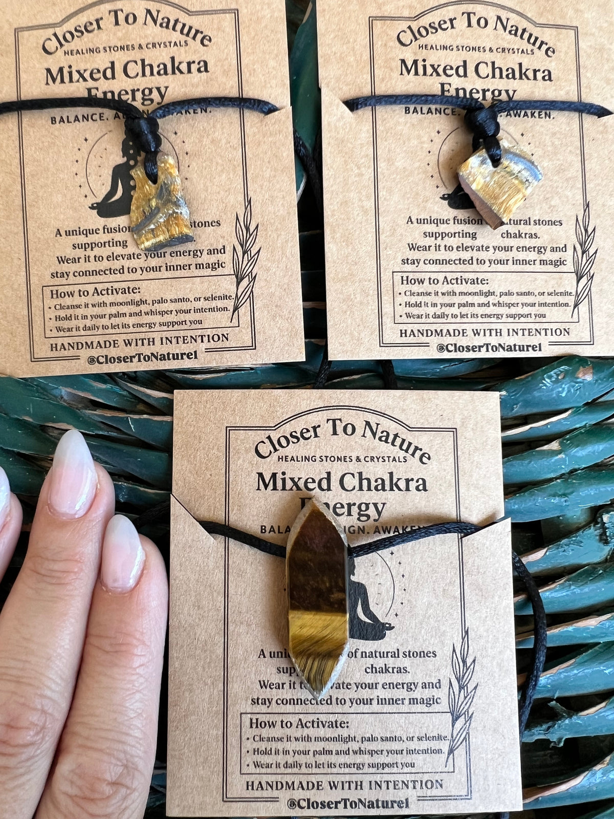 Natural Tiger’s Eye Raw & Polished Pendant Necklace – Adjustable Cord