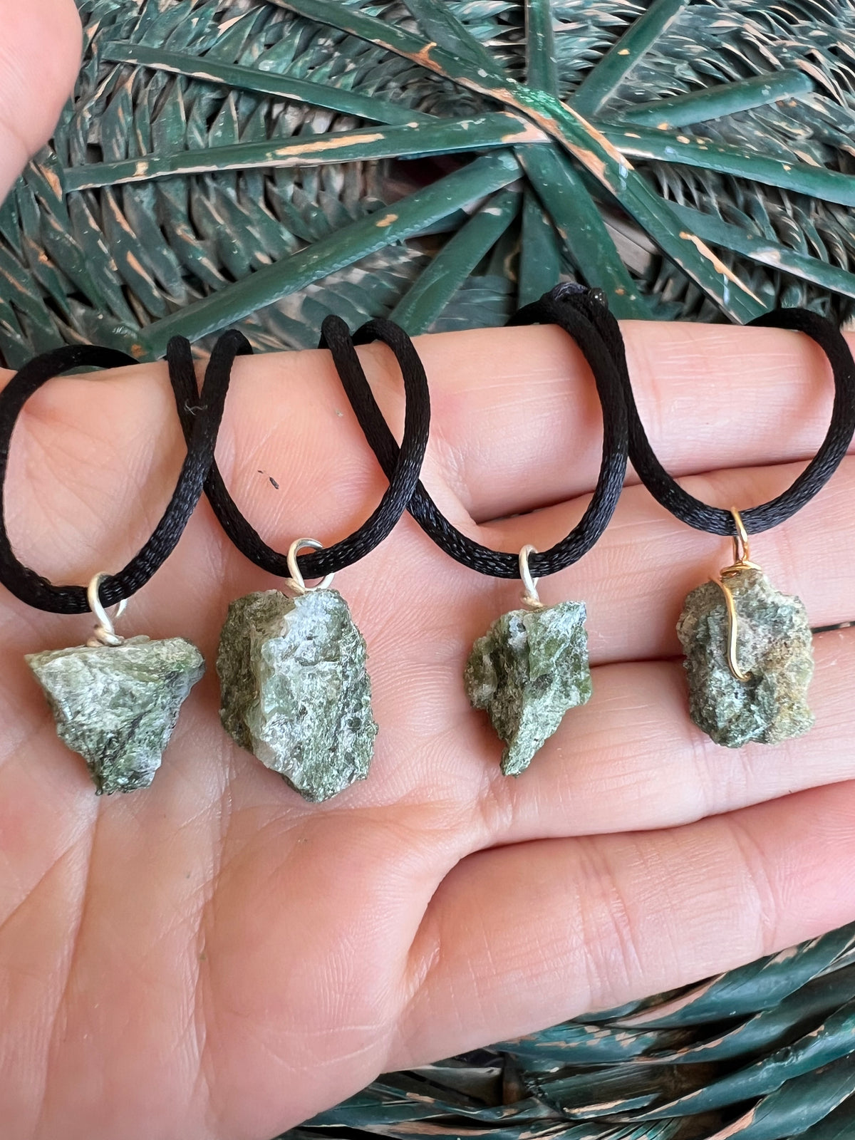 Natural Raw Green Diopside Necklace – Adjustable Crystal Cord