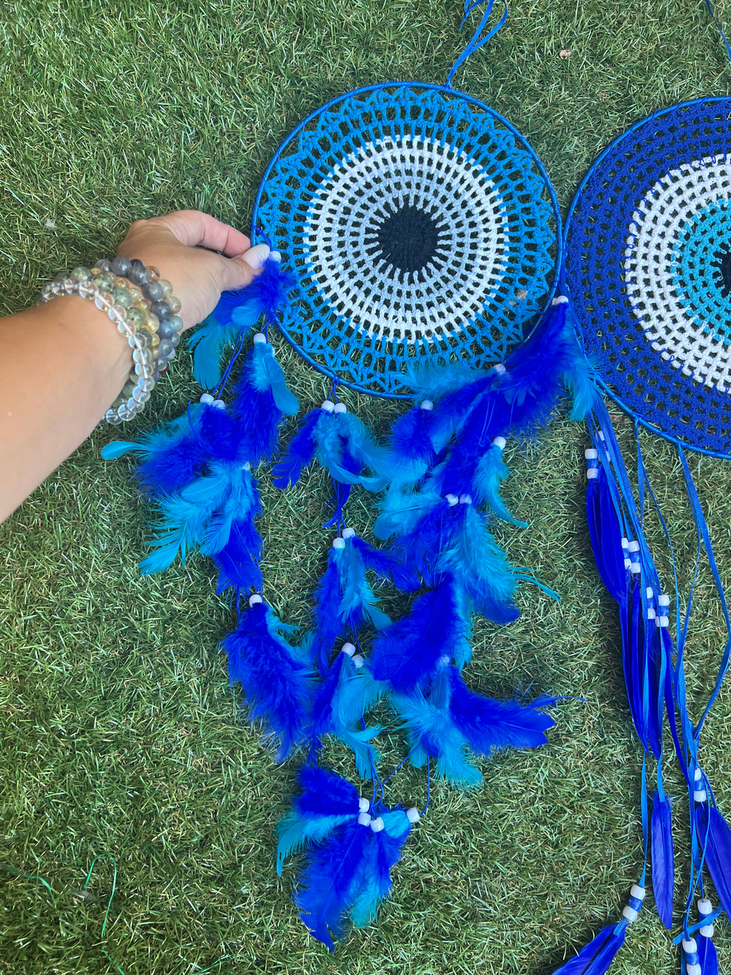 Blue Evil Eye Dream Catcher – Protection, Peace & Positive Energy | Feather Wall Hanging