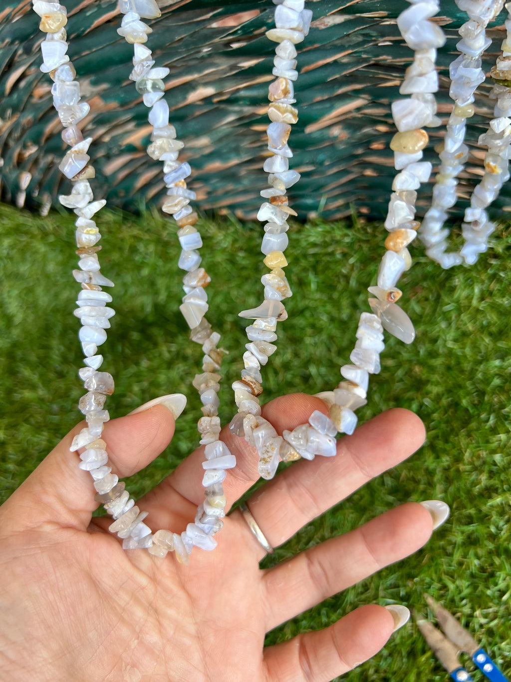 Natural Blue Lace Agate Chip Necklace | Genuine Irregular Gemstone Chips | Peace, Communication & Emotional Harmony