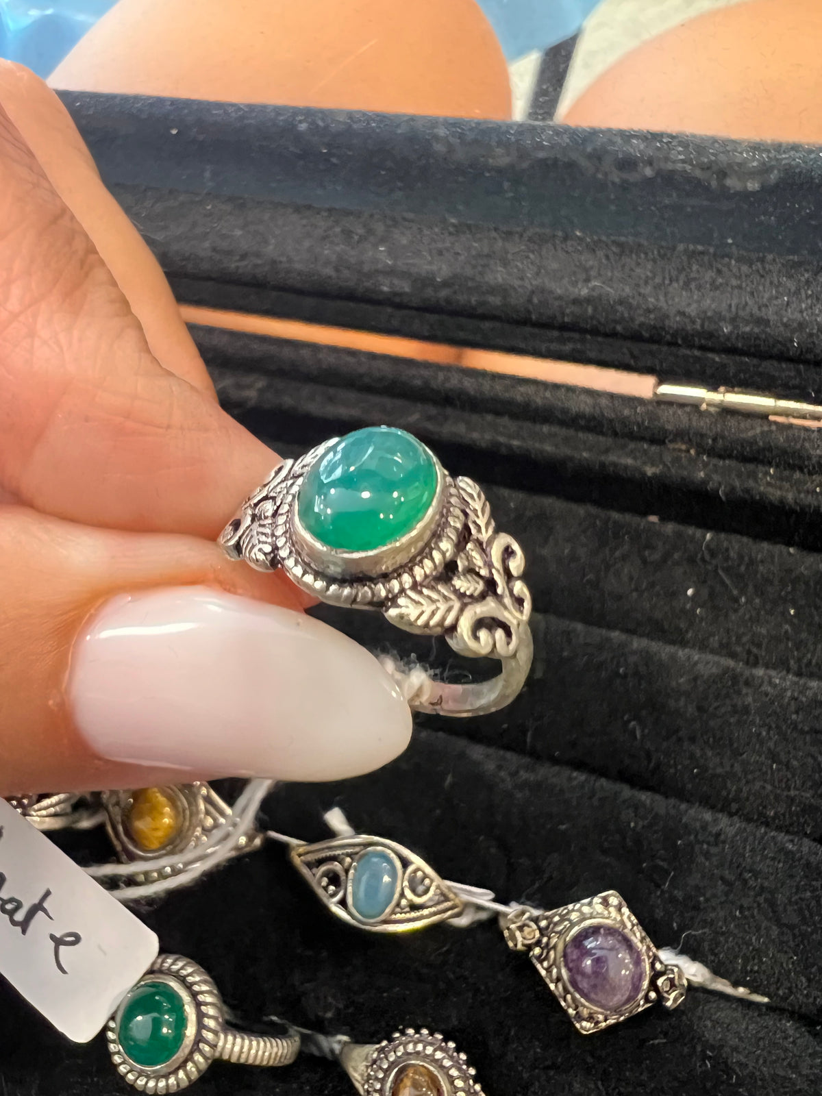Natural Silver-Plated Crystal Rings Collection “Delicate A”