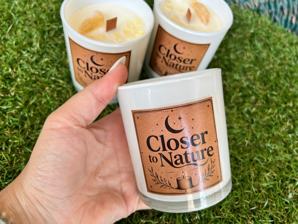 Handmade Natural Soy Crystal Candle with Wooden Wick | Genuine Crystal Scented Candle