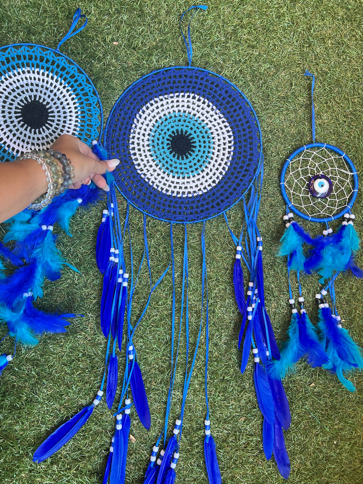Large Evil Eye Dream Catcher – Protection, Peace & Positive Energy | Blue