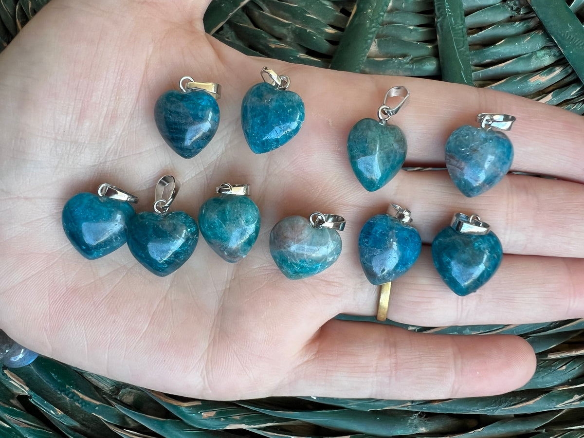 Natural Blue Apatite Heart Necklace