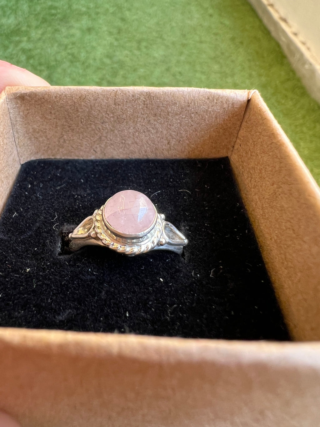 Genuine Natural Rose Quartz Ring in 925 Italian Sterling Silver