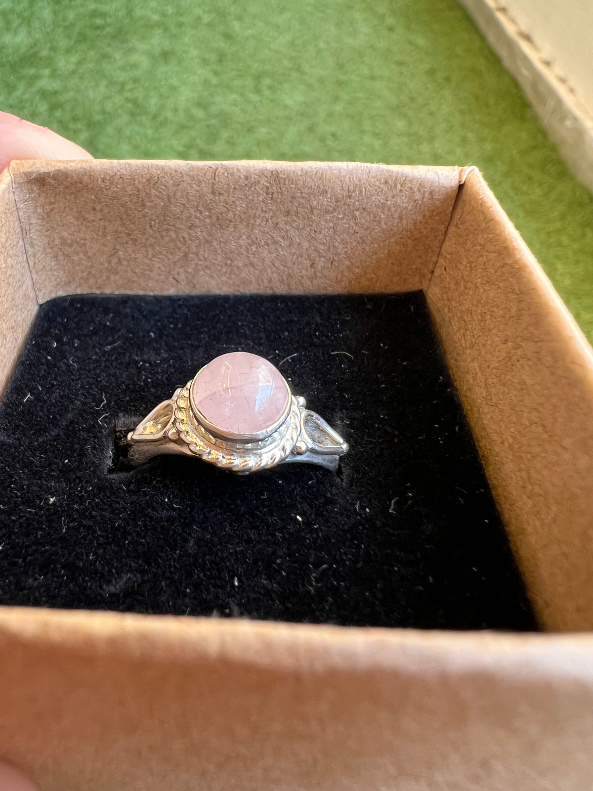 Genuine Natural Rose Quartz Ring in 925 Italian Sterling Silver