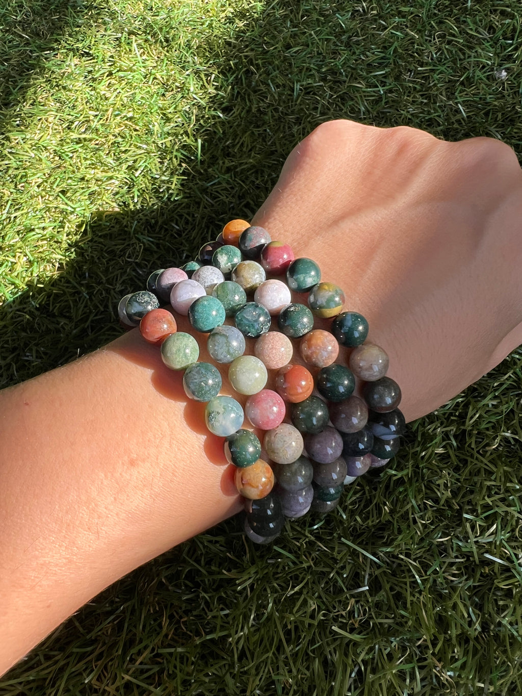 Natural Indian Agate 8mm Beaded Bracelet | Grounding, Stability & Protection Crystal Bracelet