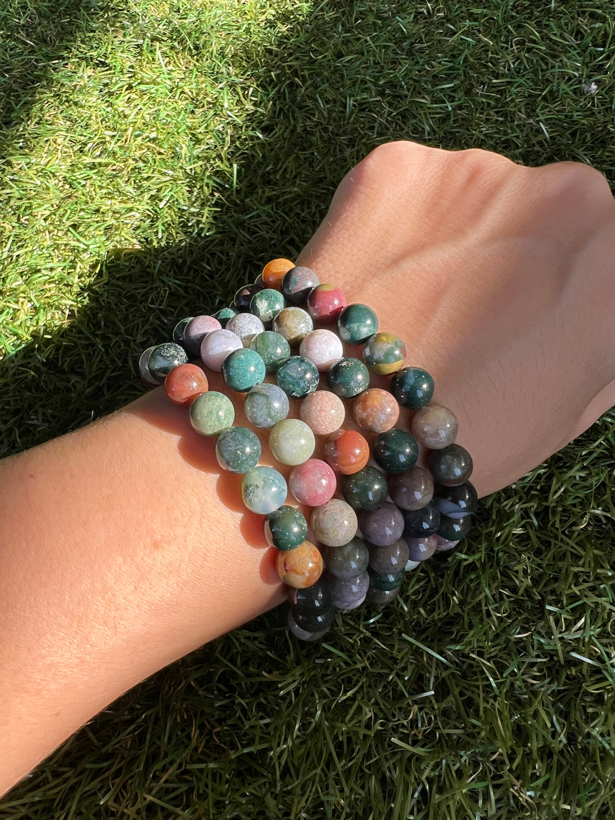 Natural Indian Agate 8mm Beaded Bracelet | Grounding, Stability & Protection Crystal Bracelet