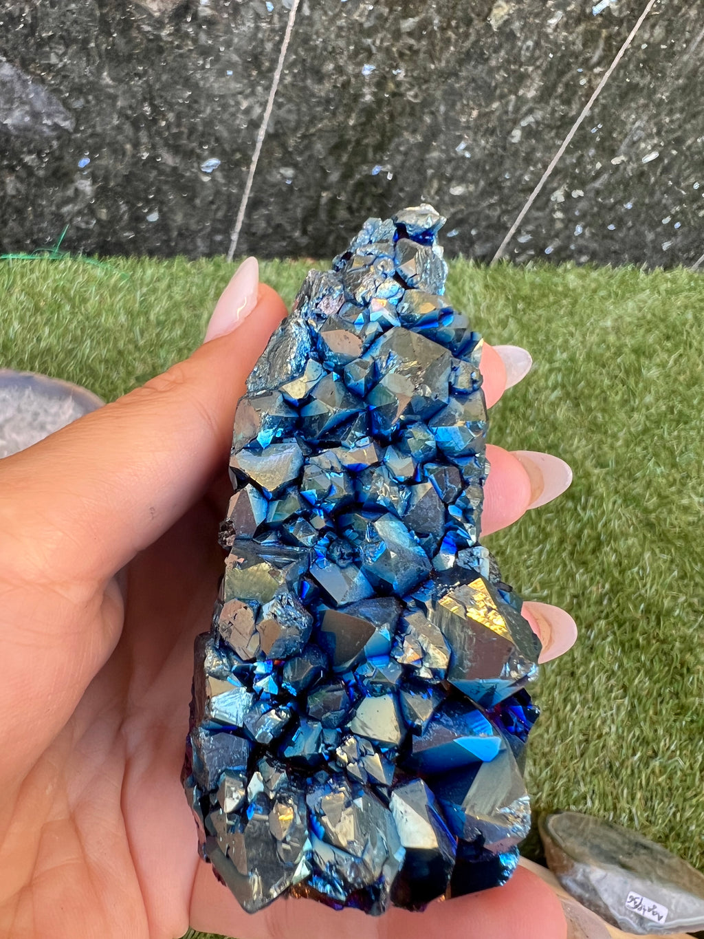 Natural Blue Titanium Aura Quartz Cluster – 309 g