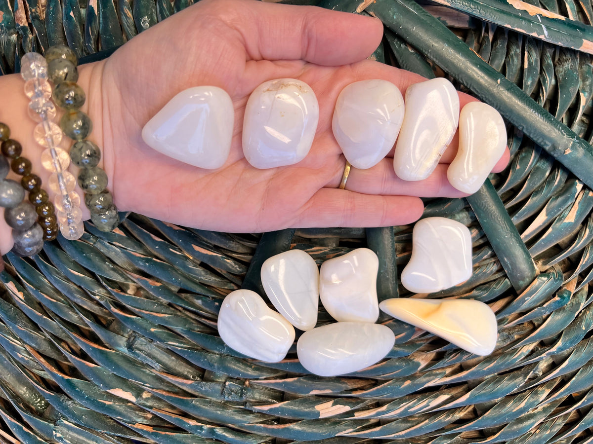 Natural White Opal Tumbled Stone