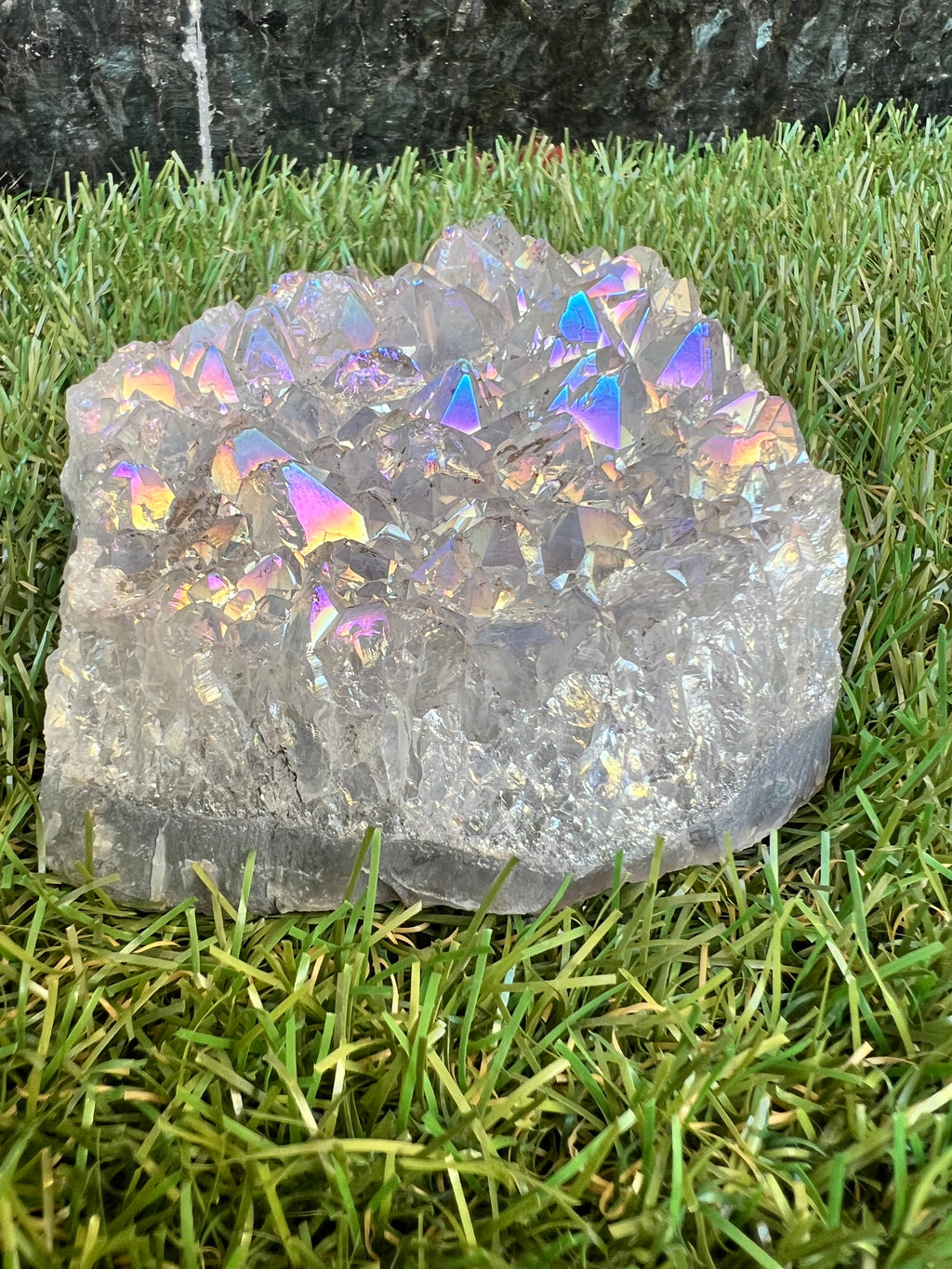 Natural Angel Aura Amethyst Cluster – 488 g