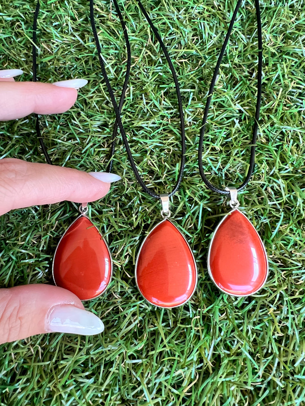 Red Jasper Silver Plated Teardrop Necklace – Strength, Courage & Grounding