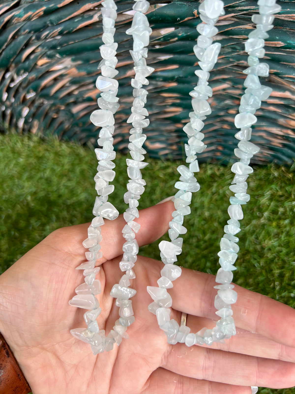 Natural Aquamarine Chip Necklace | Genuine Irregular Gemstone Chips | Calm, Courage & Clear Communication