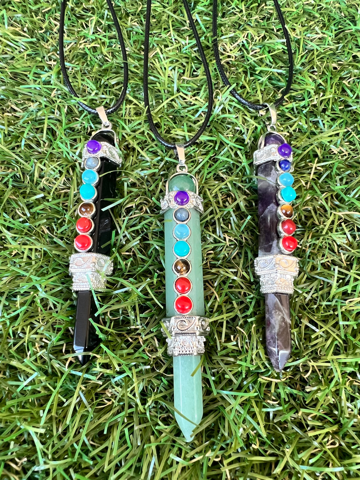 Natural 7 Chakra Gemstone Pendant Necklace – 8 cm