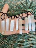 Natural Selenite Wand Pendant Necklace – Adjustable Cord