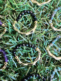 Natural Gemstone & Brass Elastic Ring – Faceted 3 mm Crystal Beads