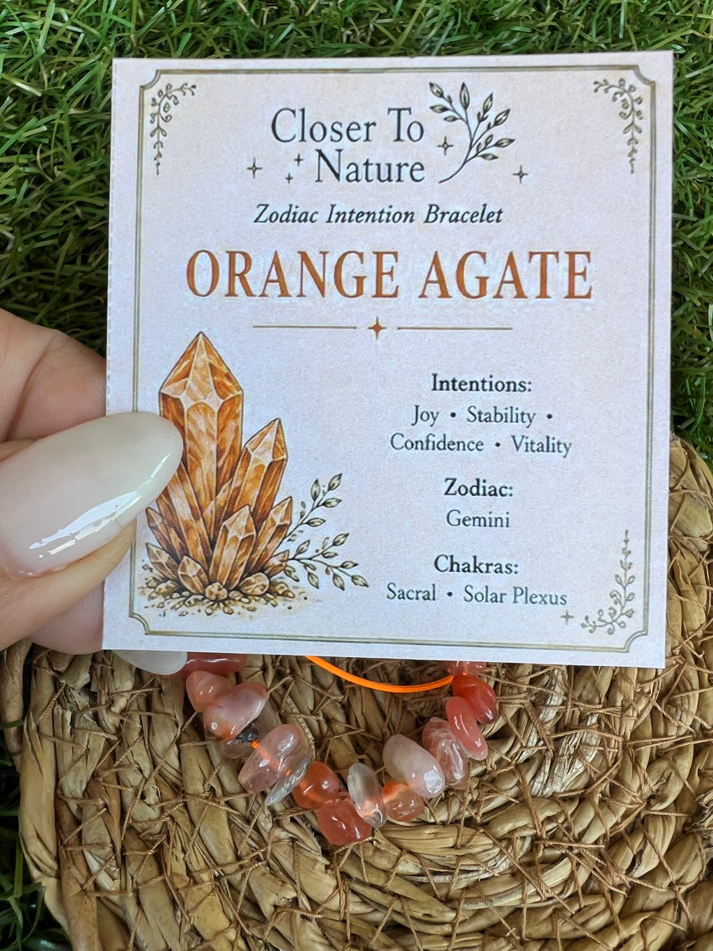 Natural Orange Agate Zodiac Bracelet – Joy, Confidence & Vitality | Gemini, Leo & Aries