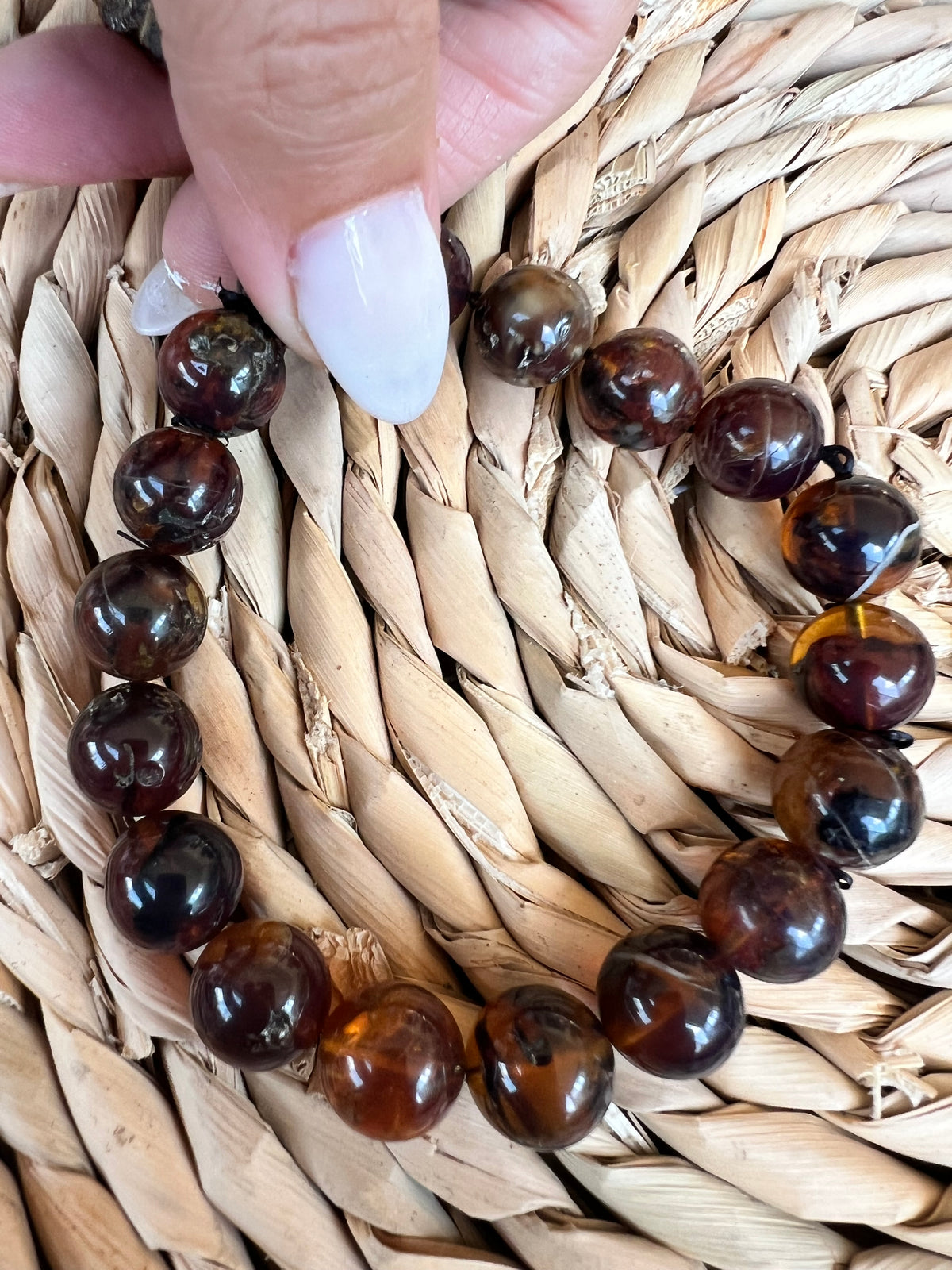 Natural Amber Bracelet – Warmth, Vitality & Positive Energy | 12 mm Elastic Beads