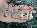 Seven Chakra Genuine Gemstone Hamsa Necklace | Silver-Tone Hand Pendant | Protection, Good Luck & Balance