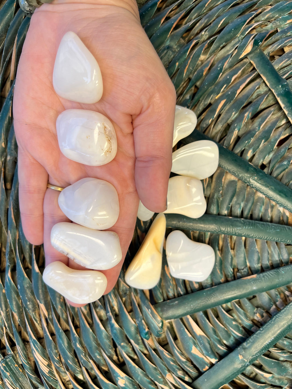Natural White Opal Tumbled Stone