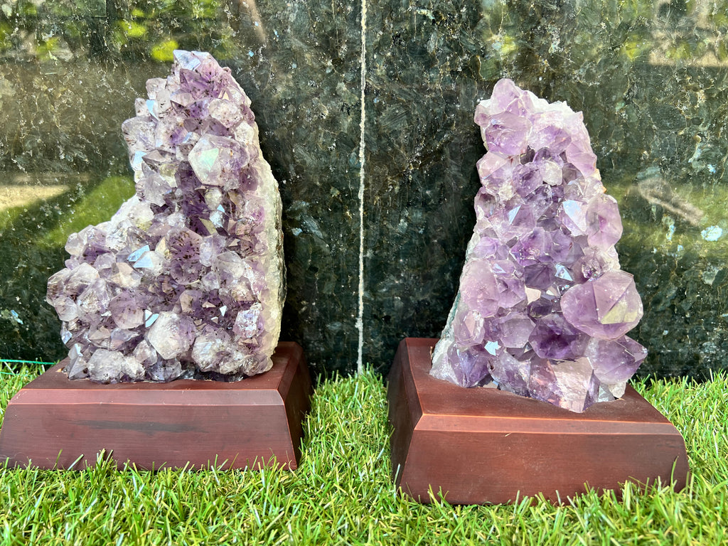 Natural Amethyst Cut Base Clusters with Optional Wooden Base 1.5+ Kg