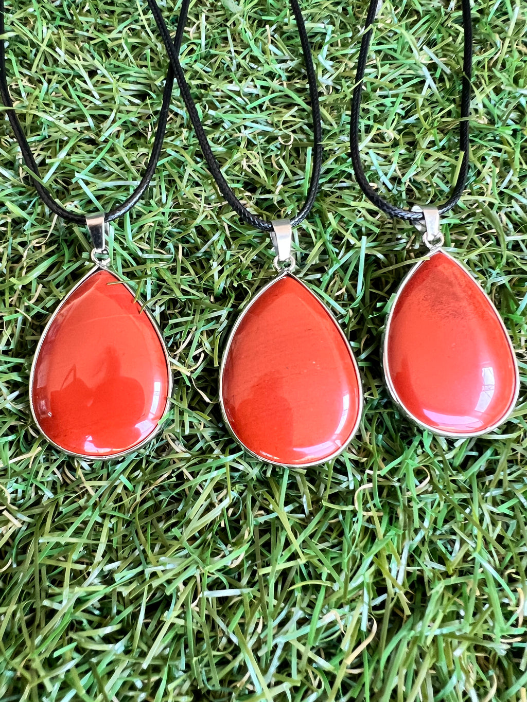 Red Jasper Silver Plated Teardrop Necklace – Strength, Courage & Grounding