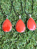 Red Jasper Silver Plated Teardrop Necklace – Strength, Courage & Grounding
