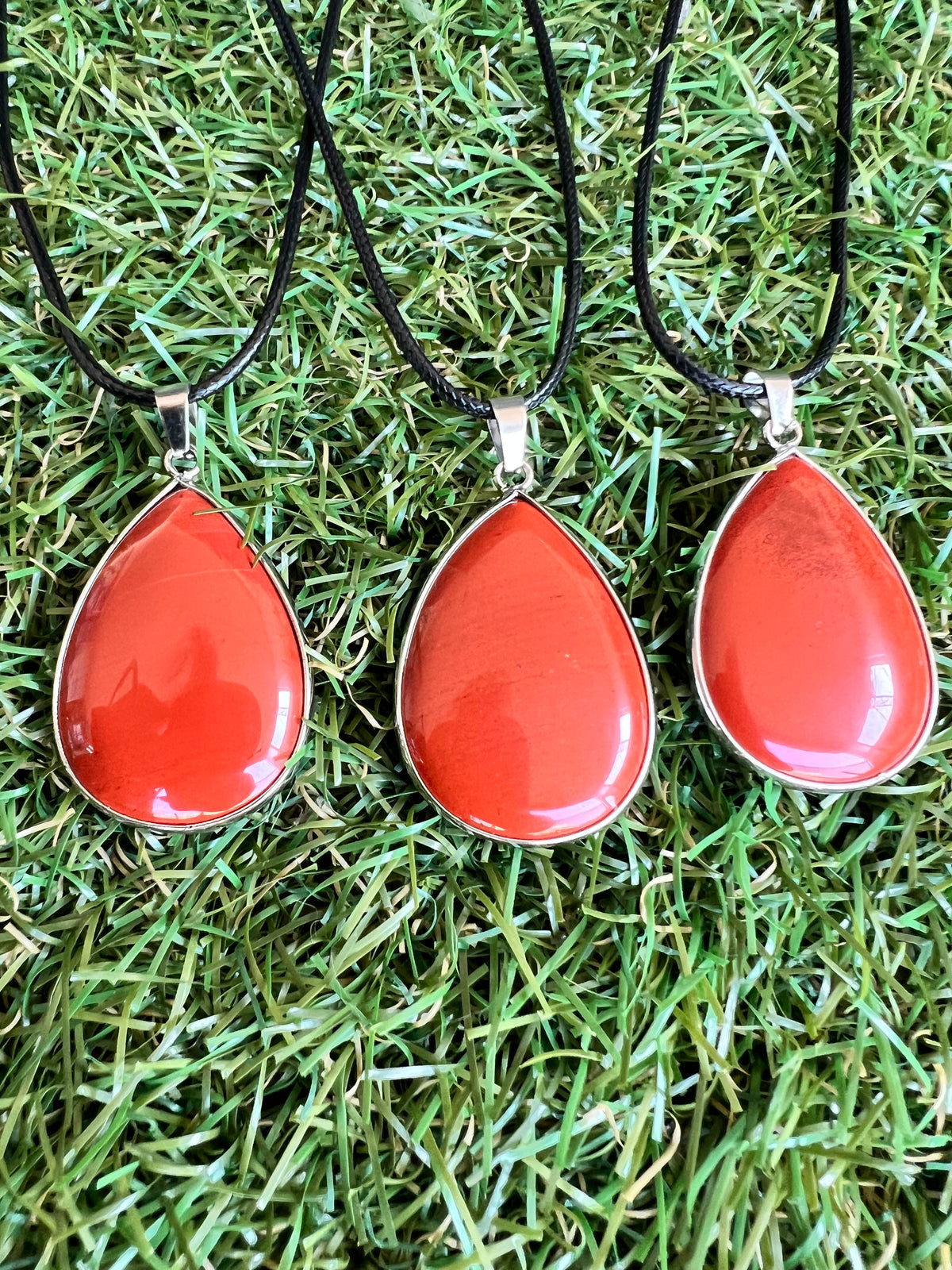 Red Jasper Silver Plated Teardrop Necklace – Strength, Courage & Grounding