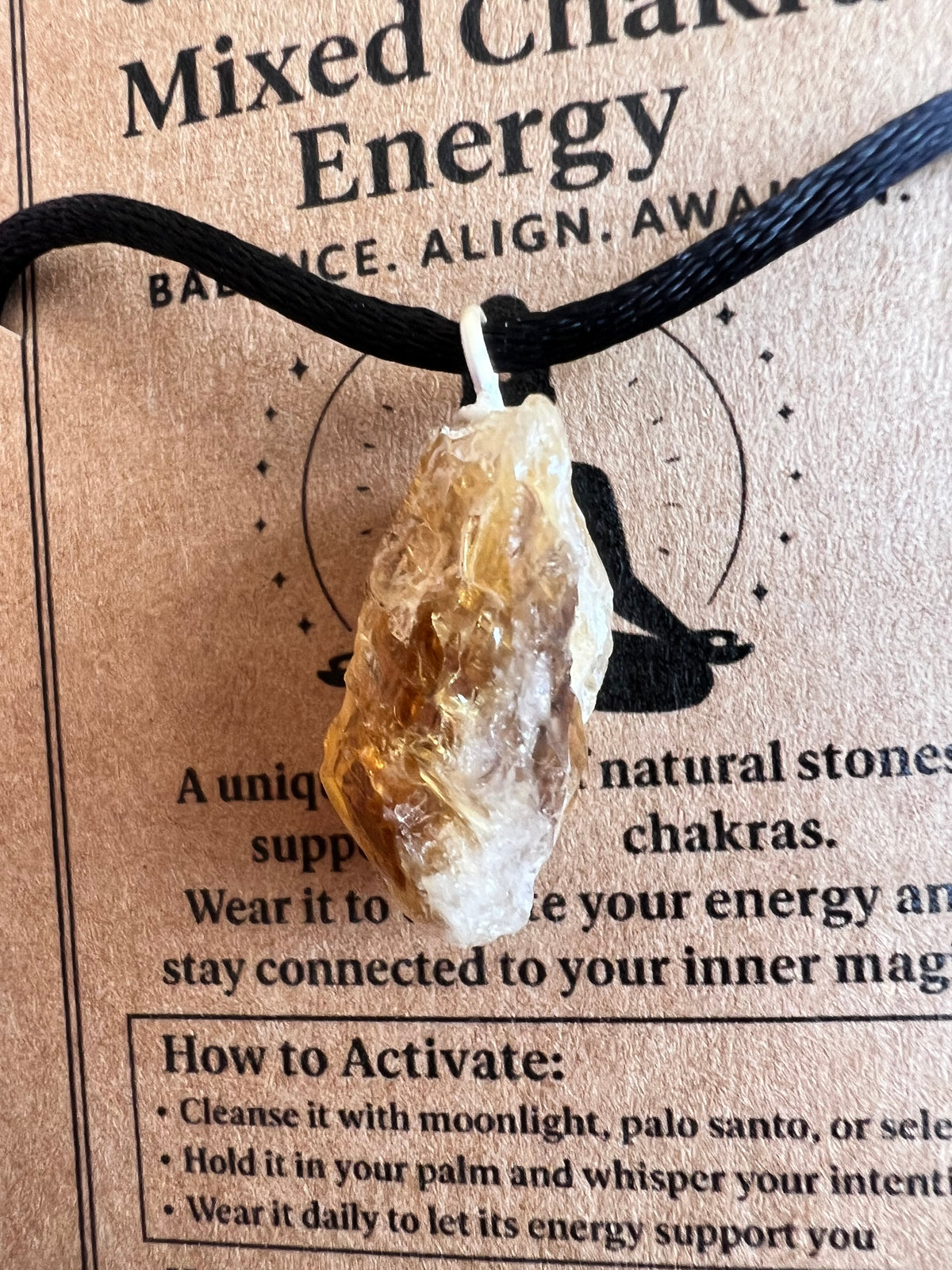 Natural Raw Citrine Necklace – Adjustable Cord