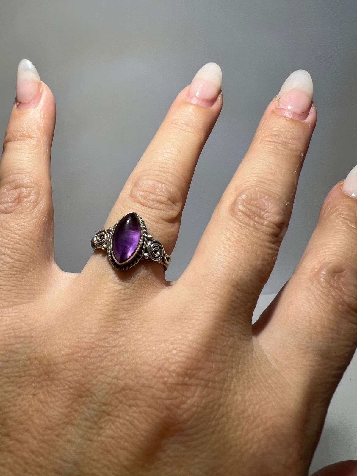 Genuine Natural Amethyst Ring in 925 Italian Sterling Silver