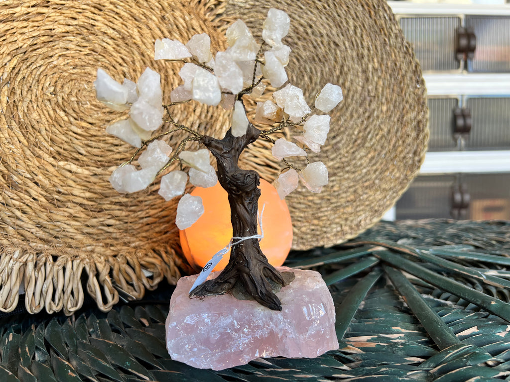 Natural Rose Quartz Crystal Tree on Rose Quartz Base