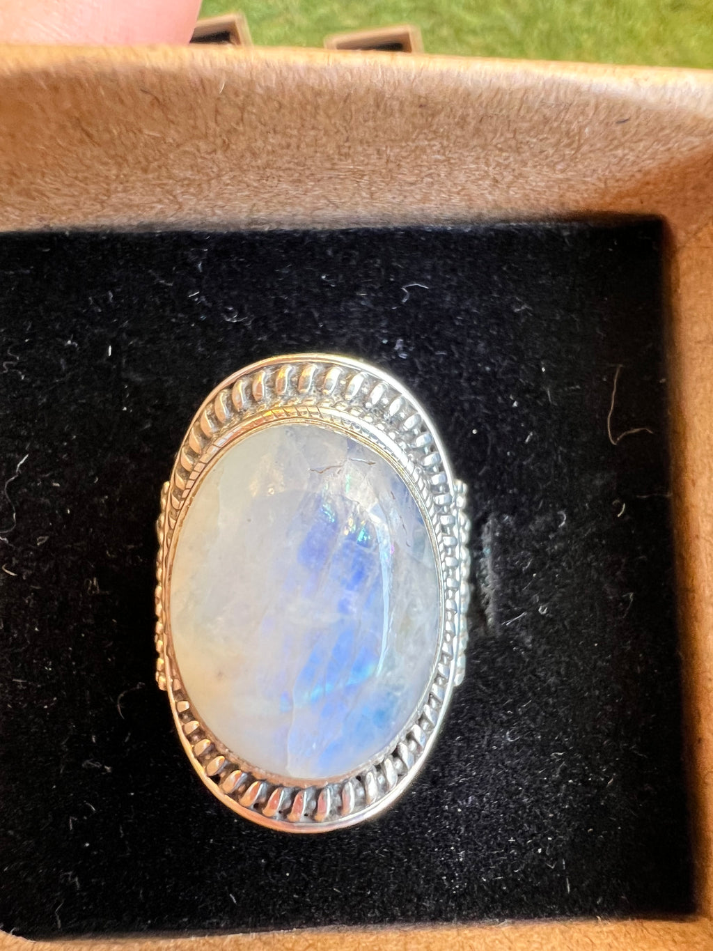 Natural Rainbow Moonstone Intuition Ring in 925 Italian Sterling Silver