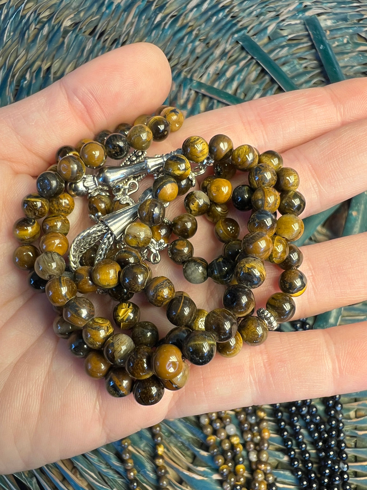Natural Gemstone Rosary (Misbaha/Tasbih) – Slim Prayer Beads for Protection, Strength & Focus