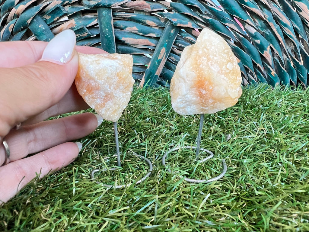 Natural Raw Orange Calcite on Metal Stand | Crystal Display | Approx. 8 cm | Joy, Confidence & Creativity