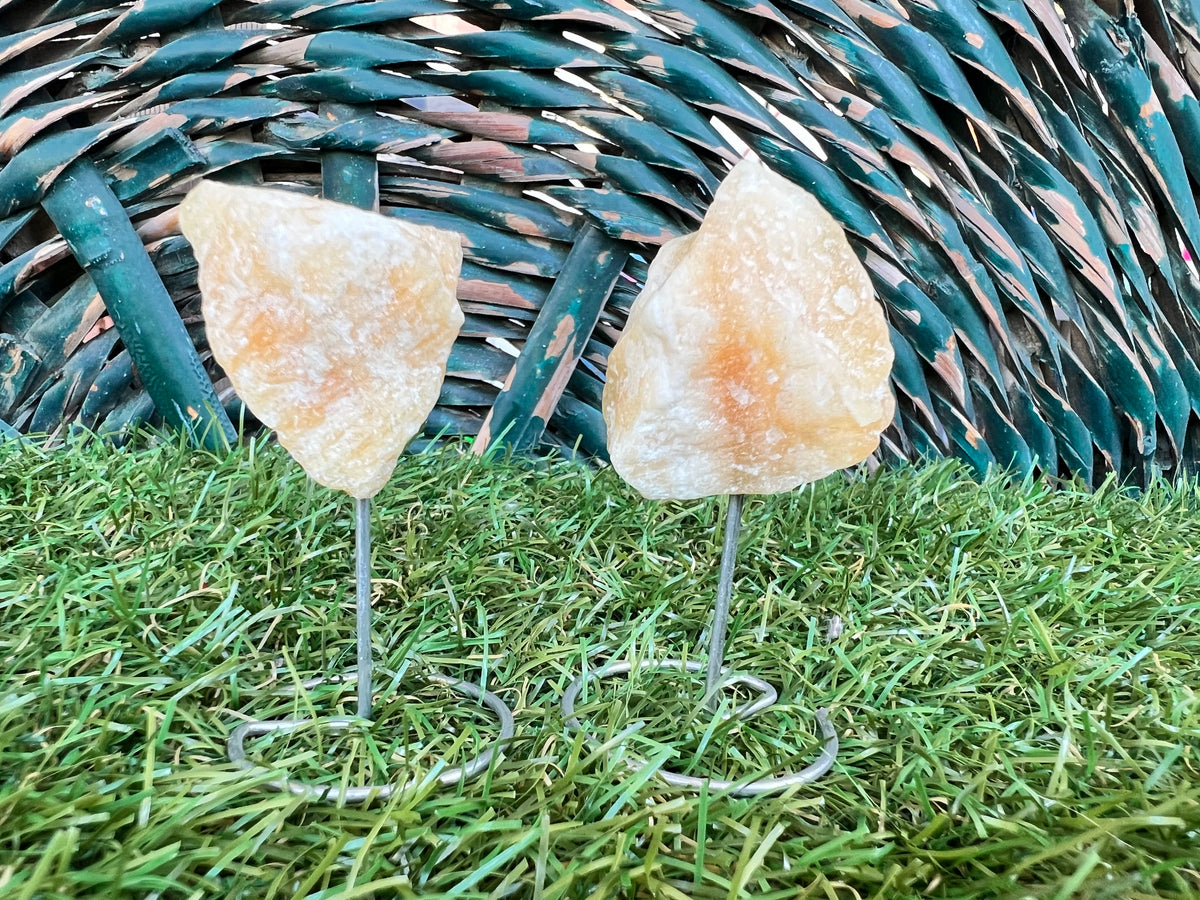 Natural Raw Orange Calcite on Metal Stand | Crystal Display | Approx. 8 cm | Joy, Confidence & Creativity