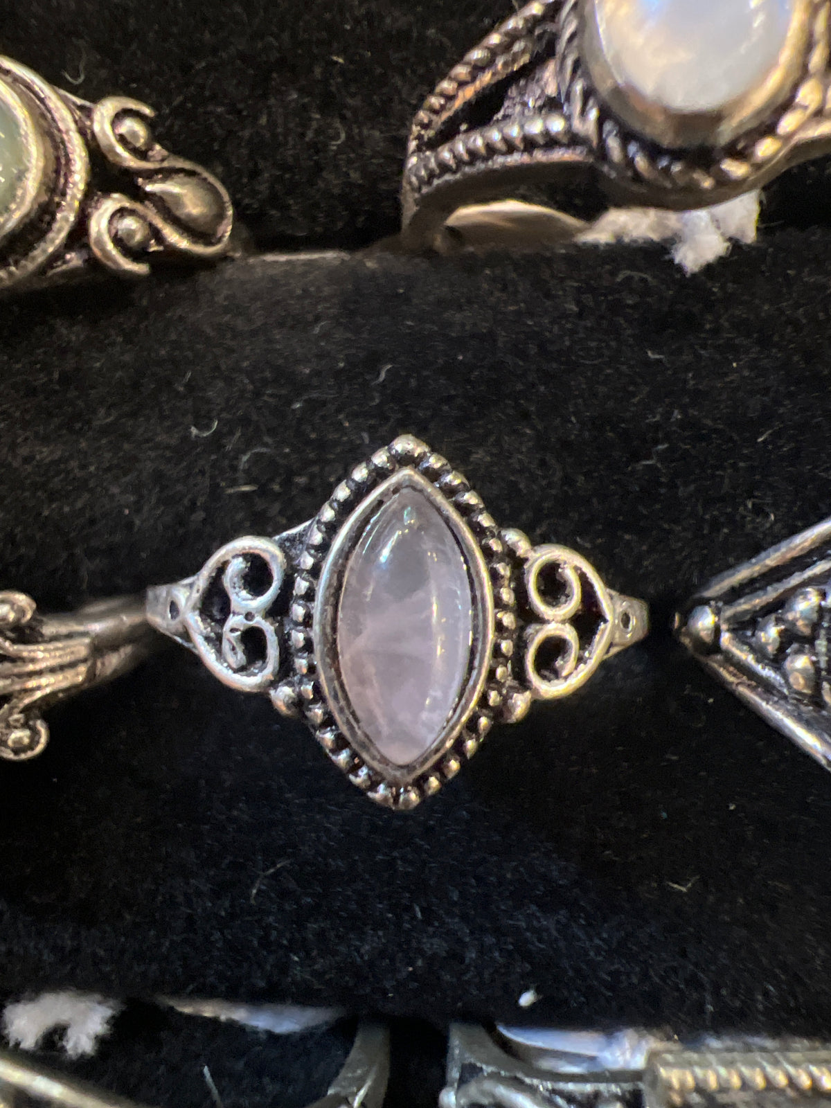 Natural Silver-Plated Crystal Rings Collection “Delicate A”