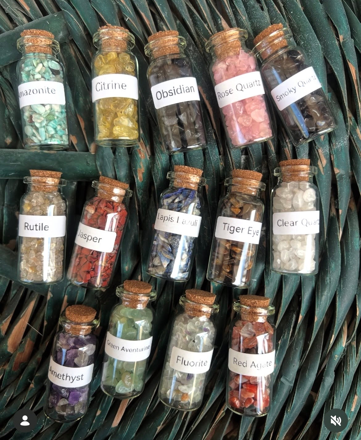 Natural Crystal Chip Bottle | Genuine Gemstone Chips in Glass Bottle | Mini Crystal Collection