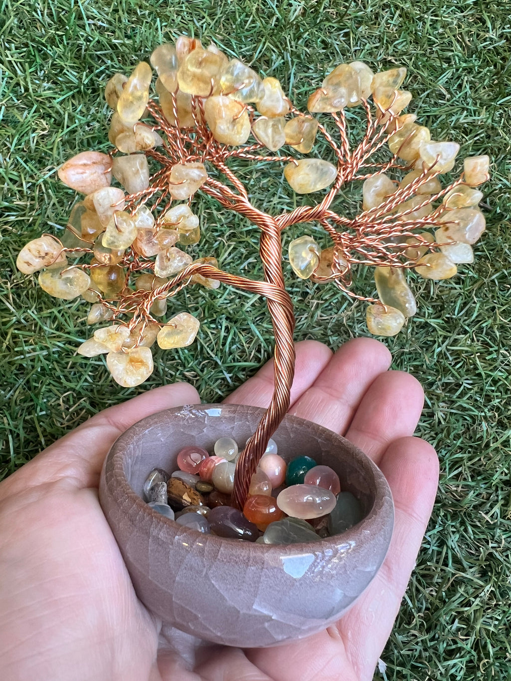 Abundance & Success Citrine Bonsai Crystal Tree in Ceramic Vase
