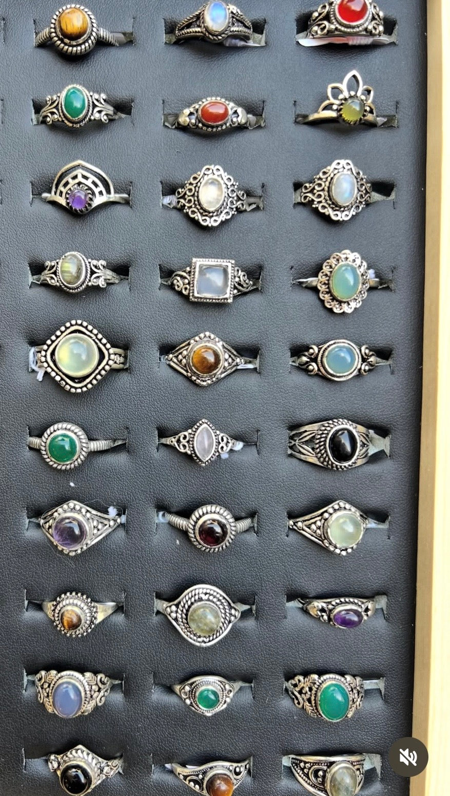 Natural Silver-Plated Crystal Rings Collection “Delicate A”