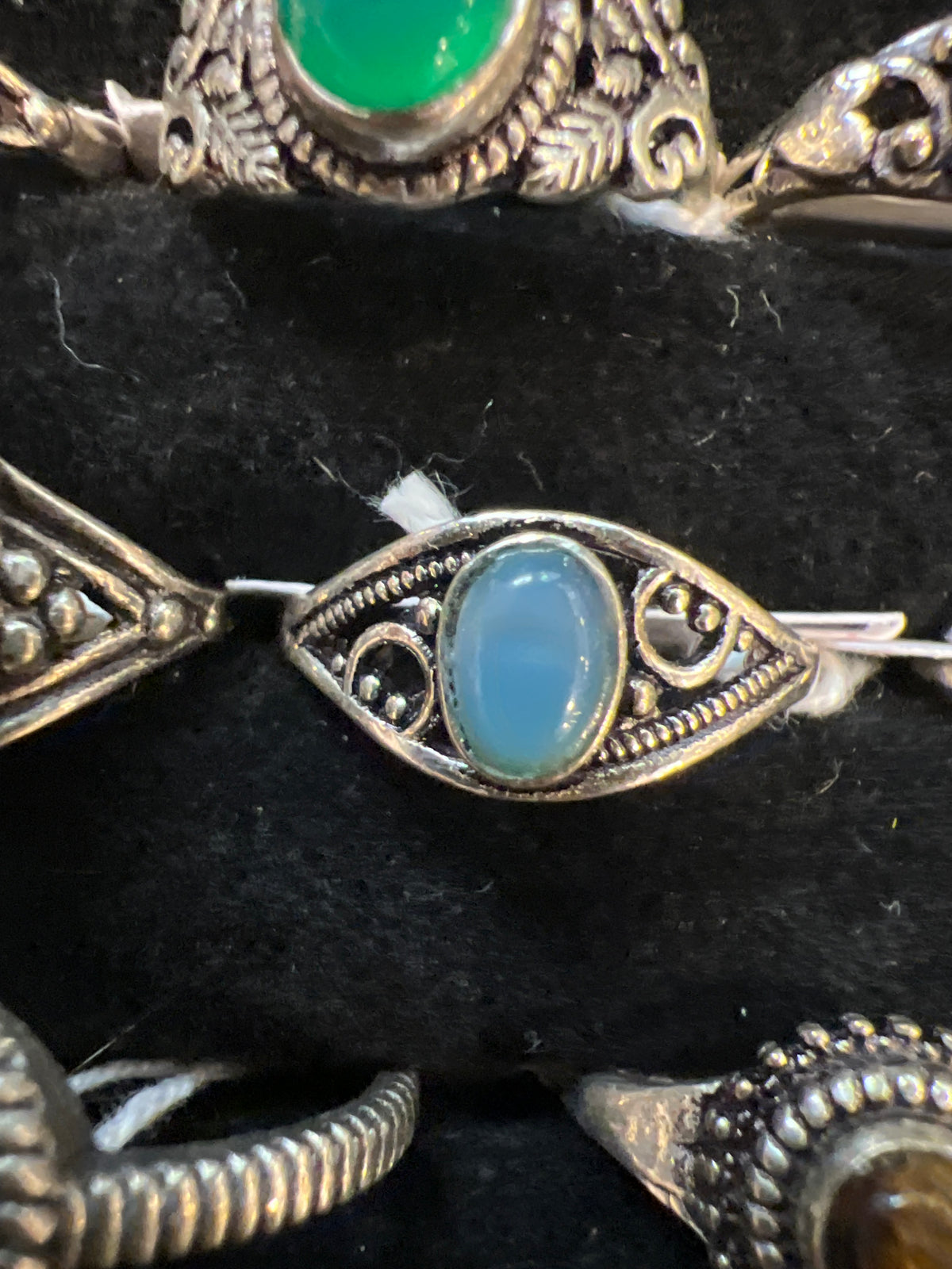 Natural Silver-Plated Crystal Rings Collection “Delicate A”