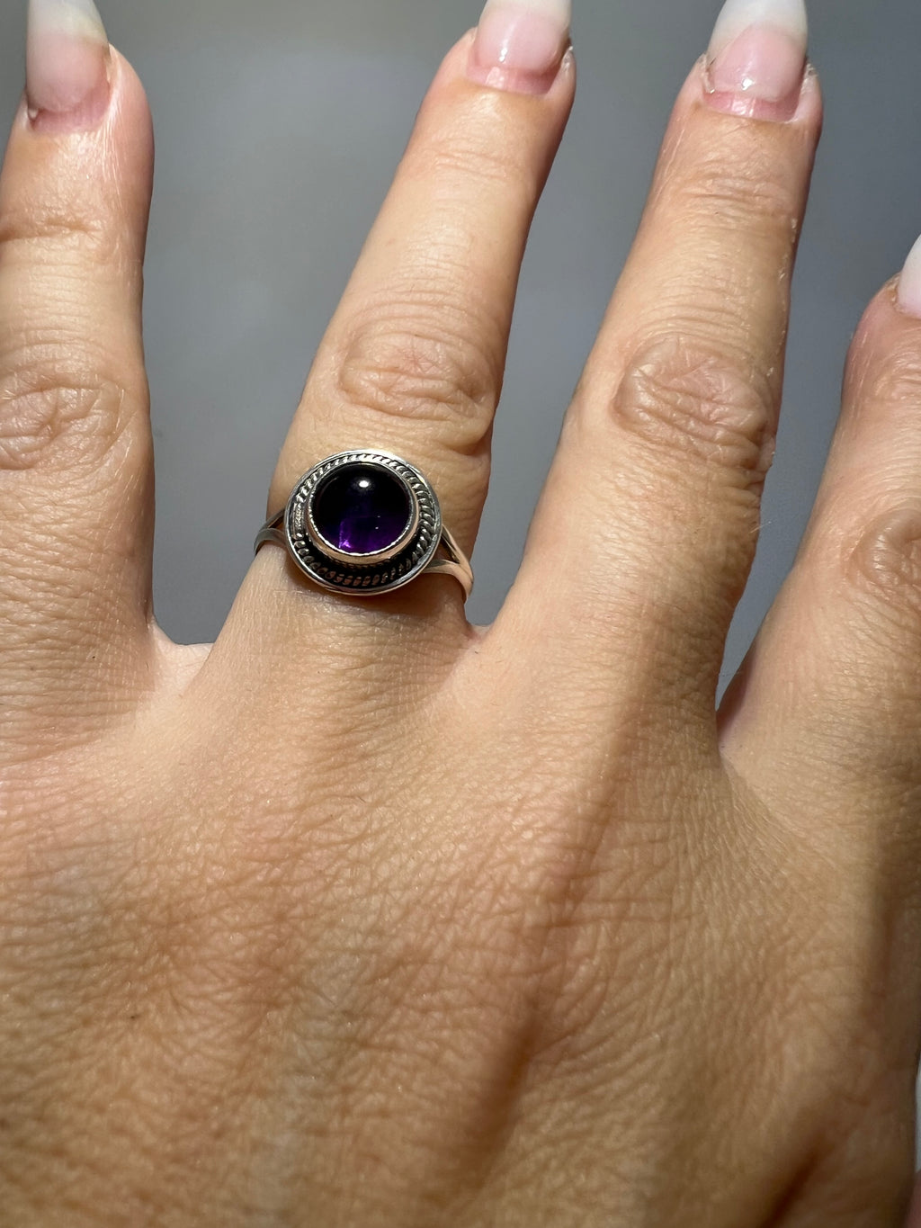 Genuine Natural Amethyst Ring in 925 Italian Sterling Silver